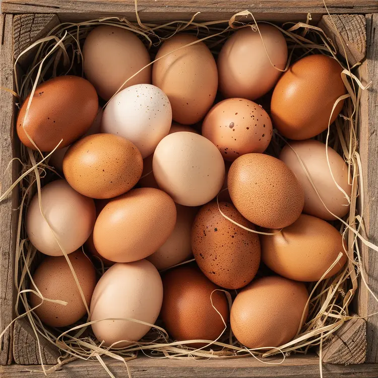 Fresh Farm Eggs in Rustic Wooden Crate