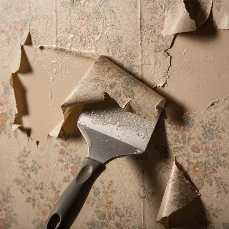 Wallpaper Removal with Scraper Tool
