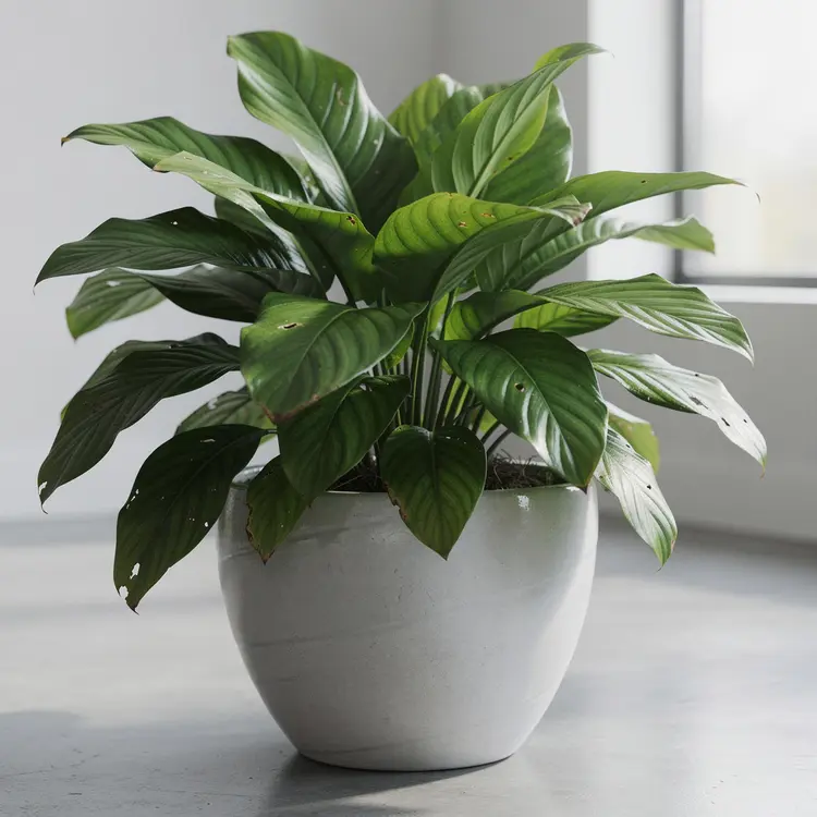 Indoor Tropical Potted Plant in White Ceramic Pot