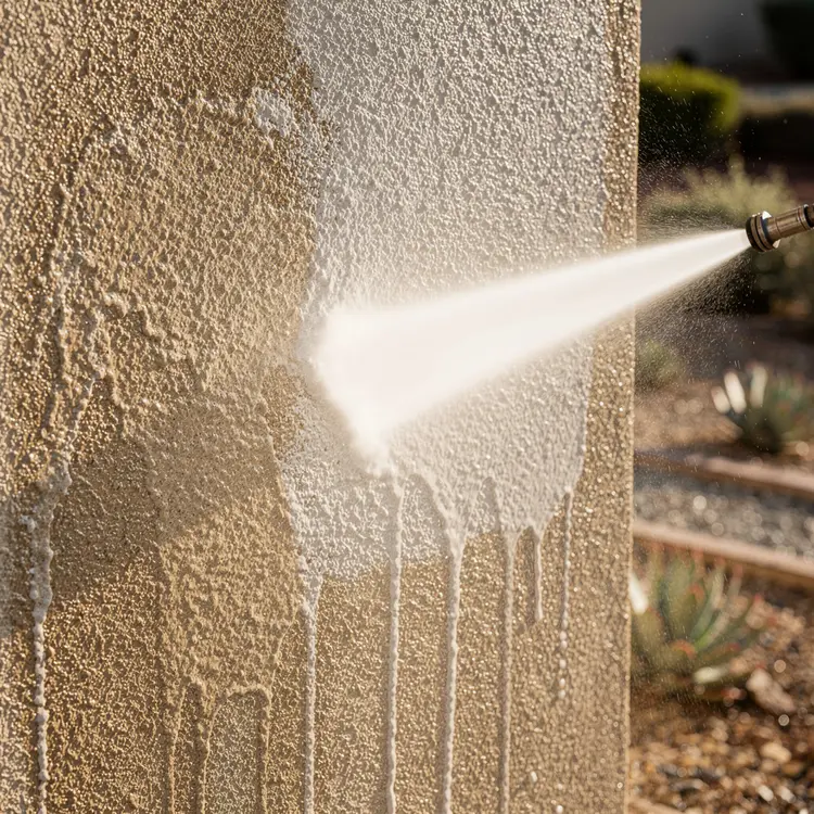 Pressure Washing Stucco Exterior Wall
