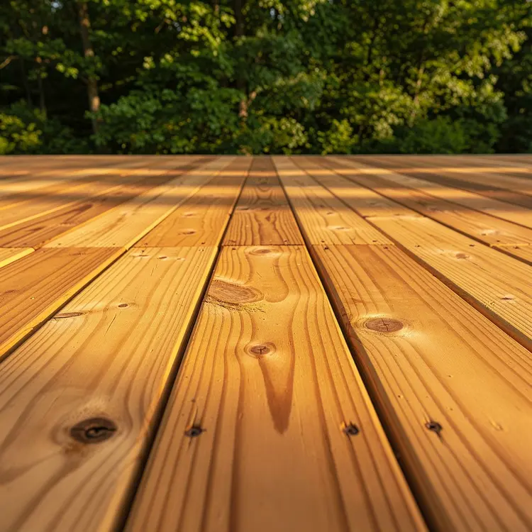 Freshly Built Wooden Deck in Backyard
