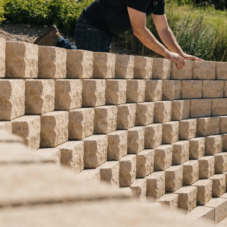 Worker Building Block Retaining Wall