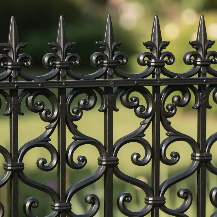 Ornate Wrought Iron Fence Close-Up