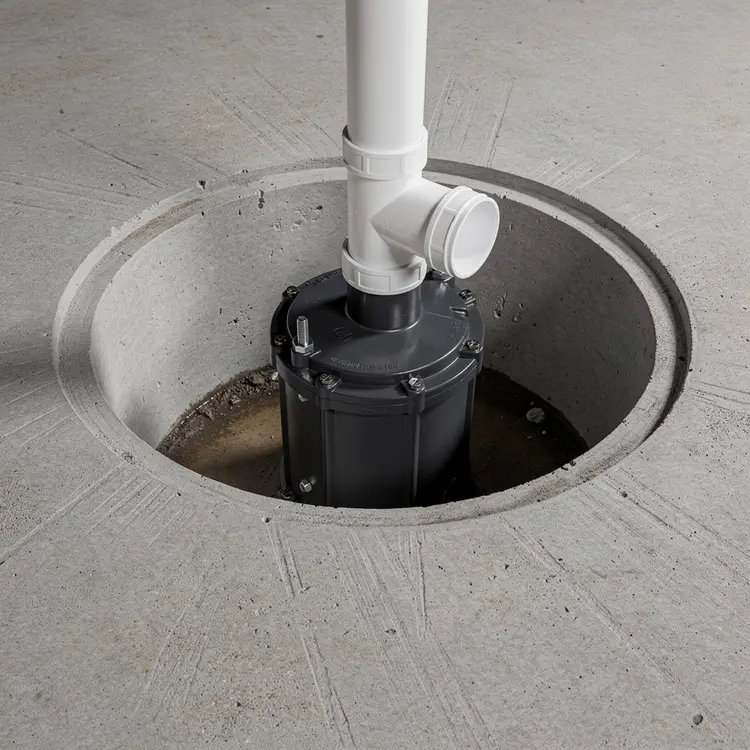Sump Pump Installation in Concrete Pit