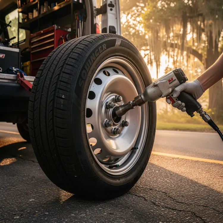 Mobile Tire Change with Impact Wrench