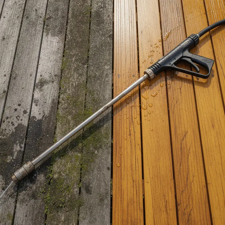 Pressure Washing Deck Before and After