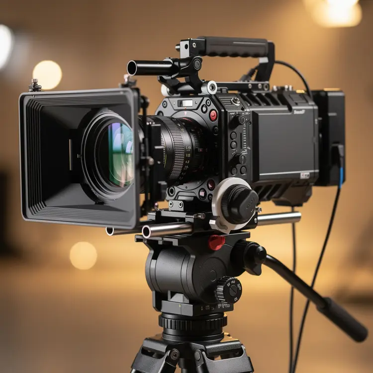 Professional Cinema Camera on Tripod