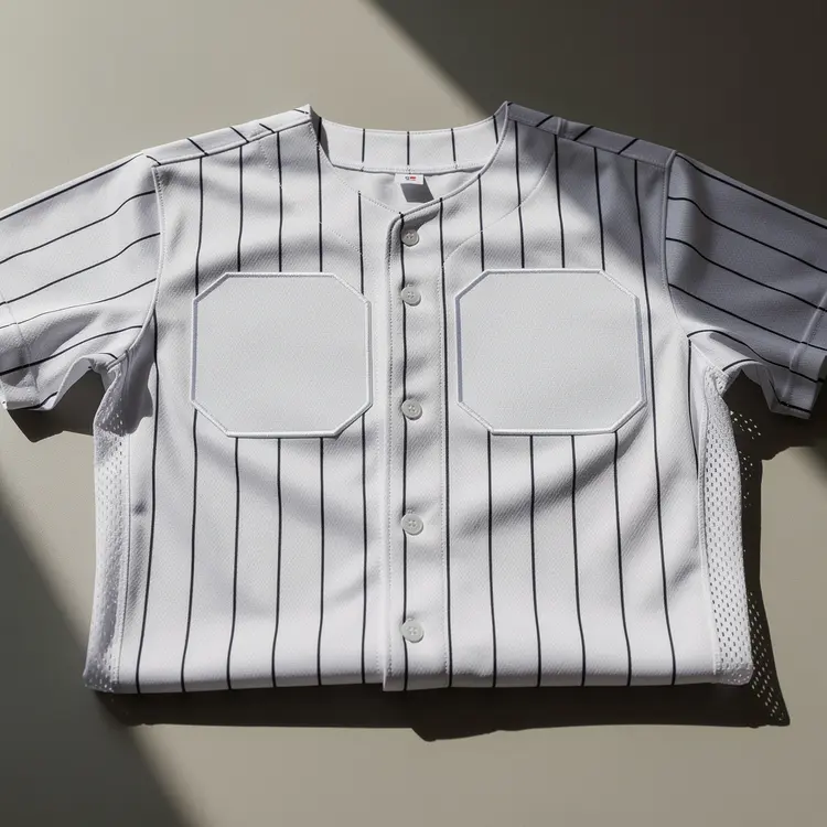 White Pinstripe Baseball Jersey Flat-Lay