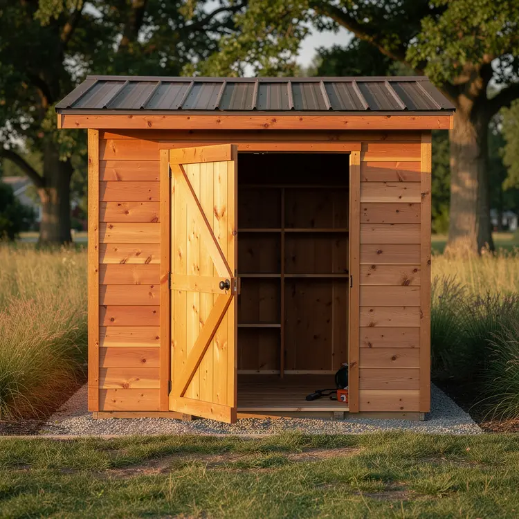 Custom Cedar Storage Shed with Metal Roof