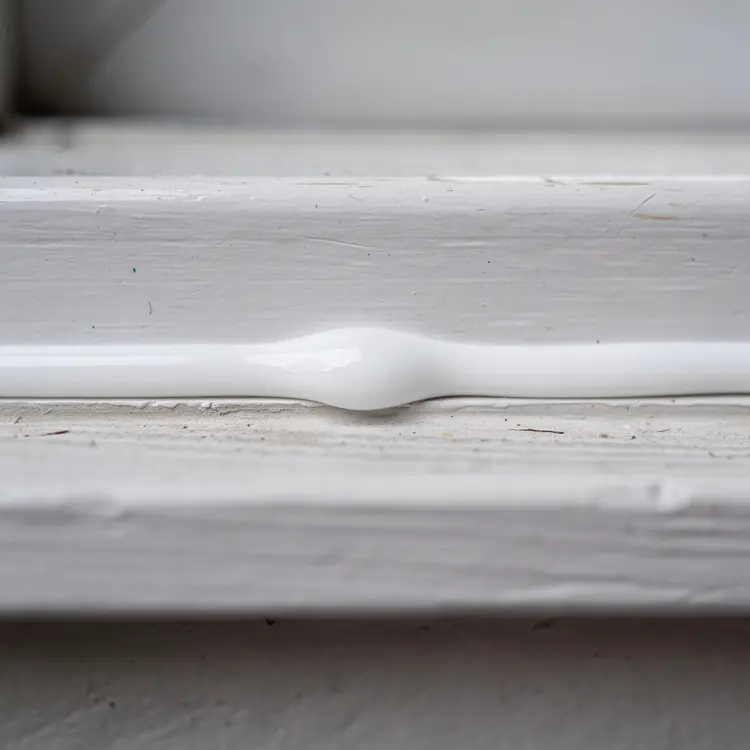 Fresh White Caulk Bead on Window Frame