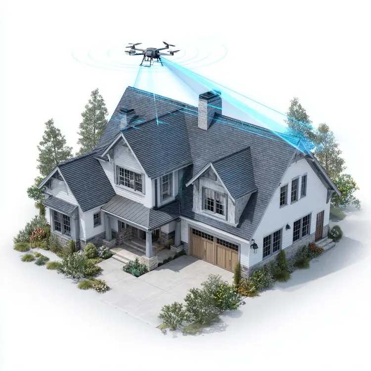 Drone Roof Inspection Over Residential Home