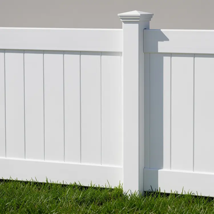 White Vinyl Privacy Fence Close-Up
