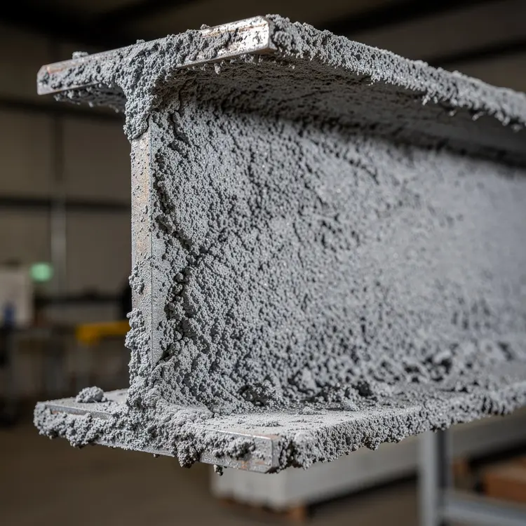 Spray-Applied Fireproofing on Steel I-Beam