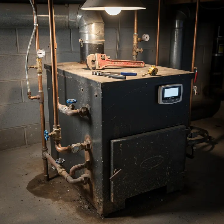 Residential Boiler Repair in Basement
