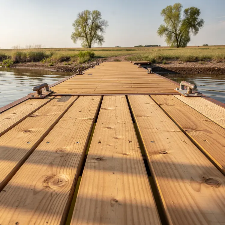 Freshly Built Wooden Dock on Prairie Lake