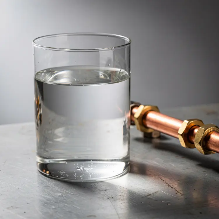 Clean Water and Copper Steam Pipe