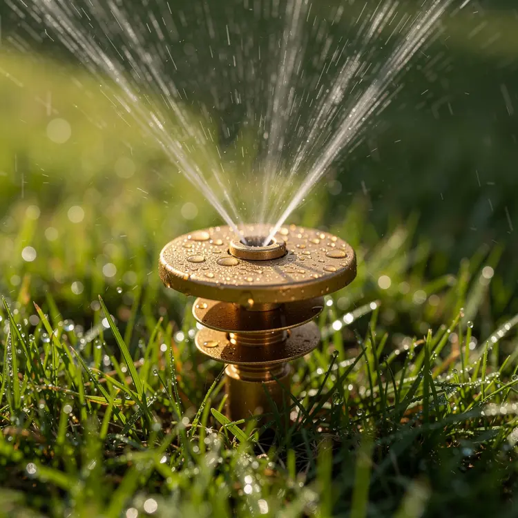 Brass Lawn Sprinkler Head in Action