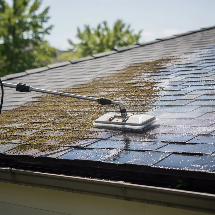 Roof Cleaning with Pressure Washer