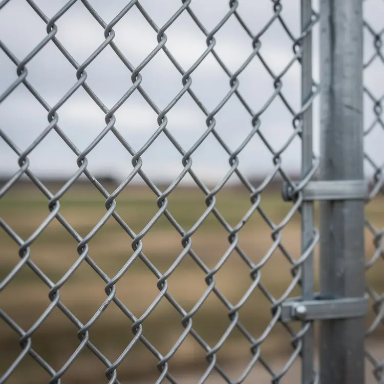 Galvanized Chain Link Fence Close-Up