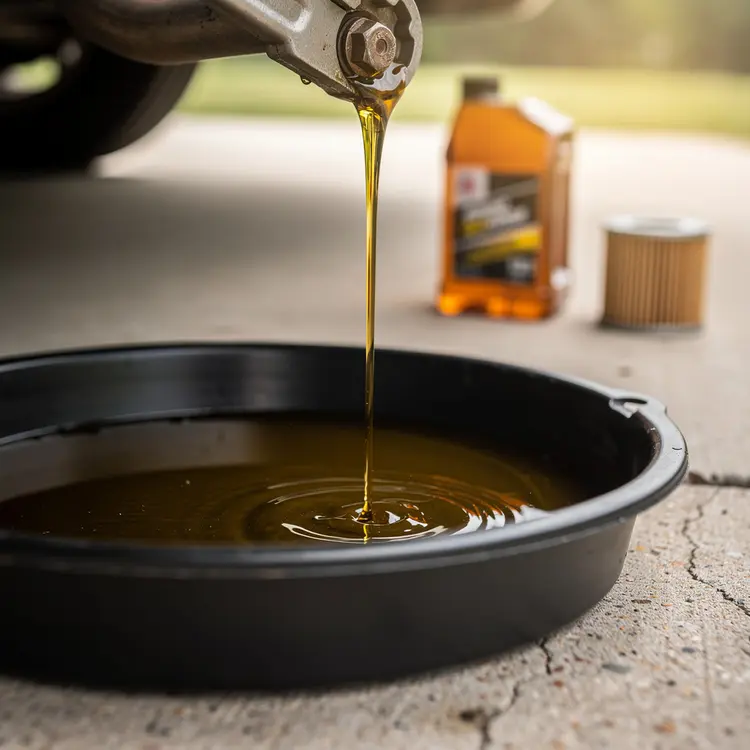 Motor Oil Drain During Oil Change