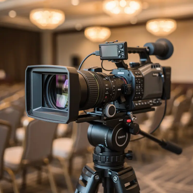 Professional Video Camera in Conference Hall