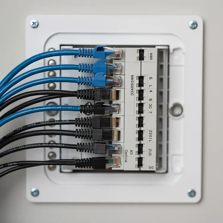 Structured Media Enclosure with Ethernet Patch Cables