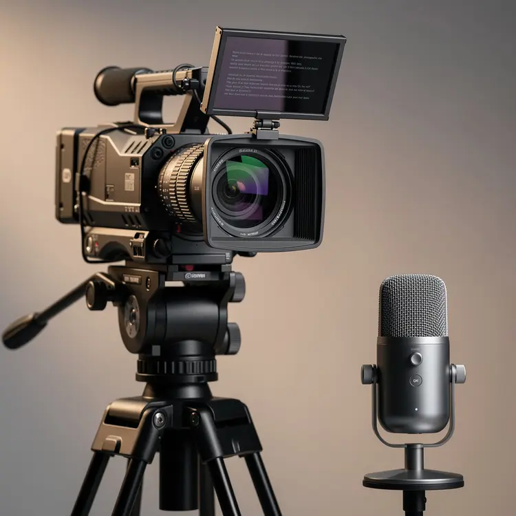 Professional Video Camera and Studio Microphone Setup