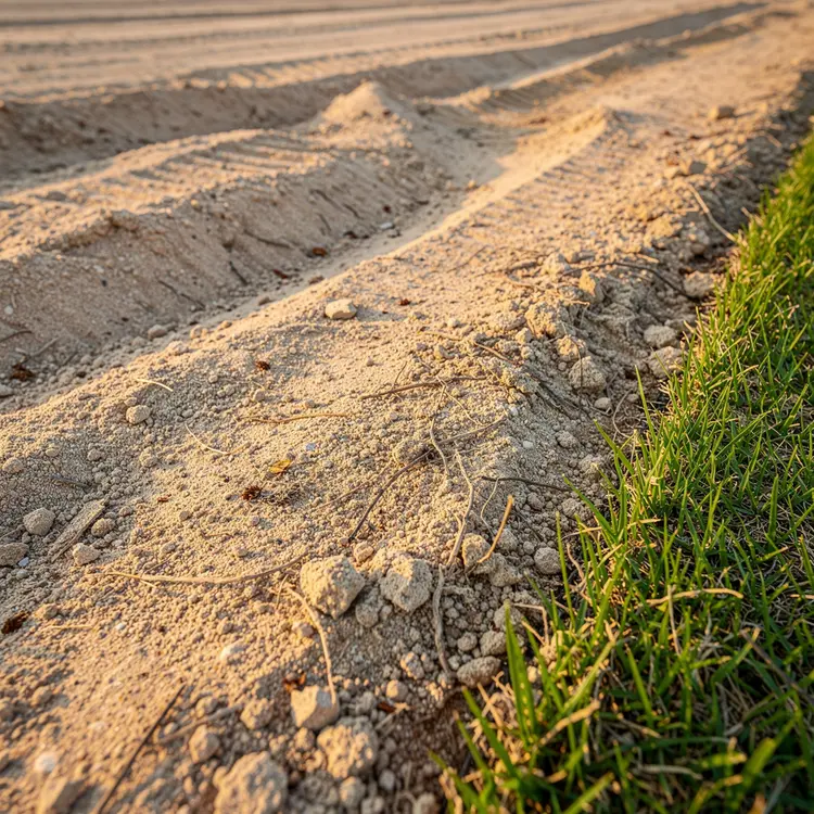 Freshly Graded Sandy Soil with Sod Edge