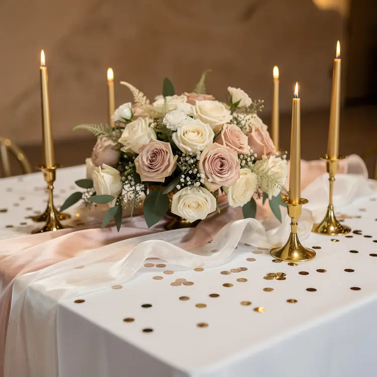 Elegant Event Table with Floral Centerpiece and Candles