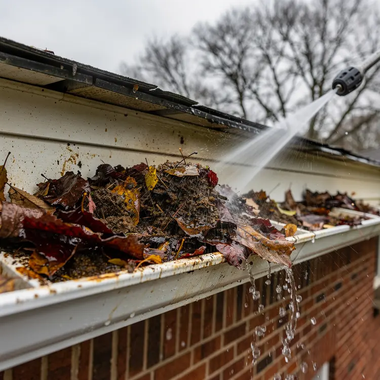 Gutter Cleaning with Pressure Washer