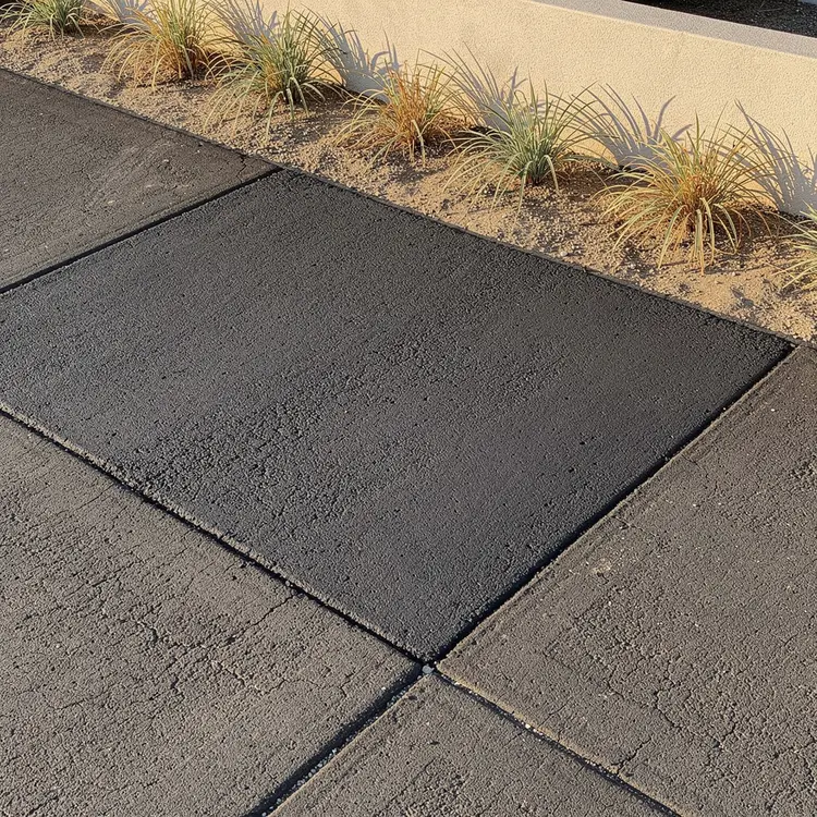 Freshly Paved Asphalt Driveway with Drought-Tolerant Garden Border
