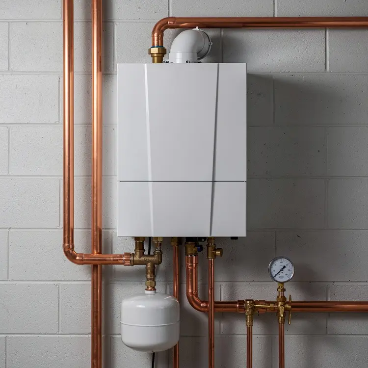 Residential Boiler Installation with Copper Piping