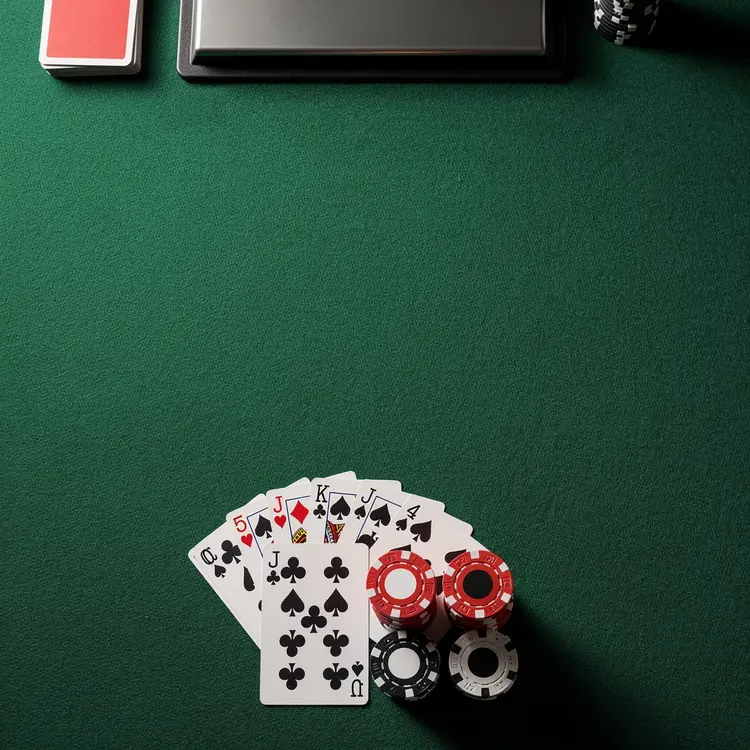 Casino Card Game Table with Chips