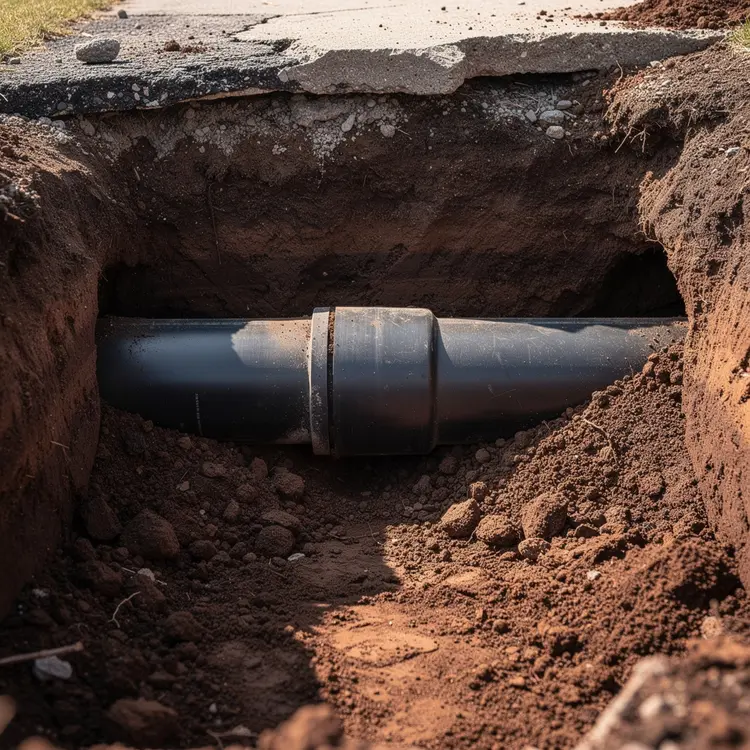 Underground Sewer Pipe Repair in Open Trench