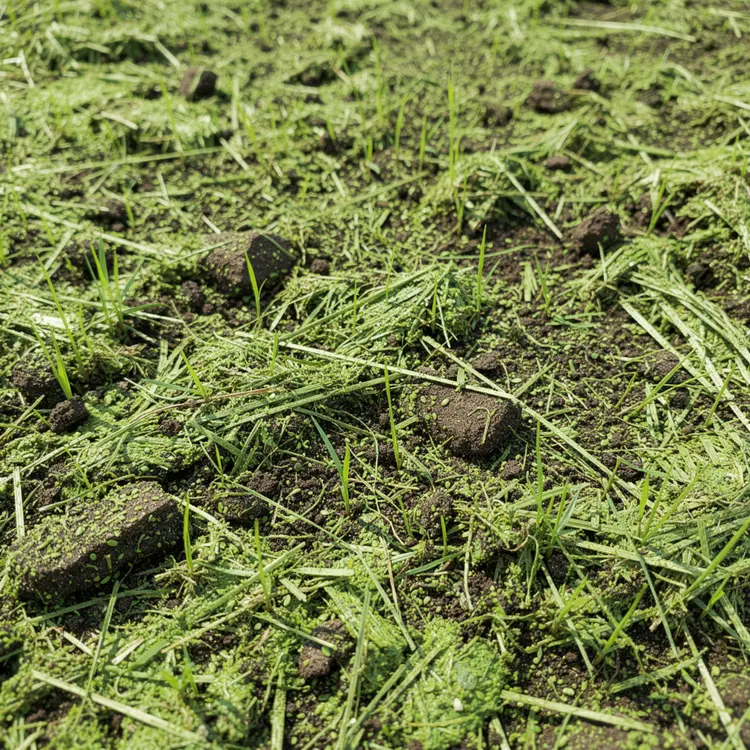 Freshly Hydroseeded Ground with Emerging Grass Seedlings