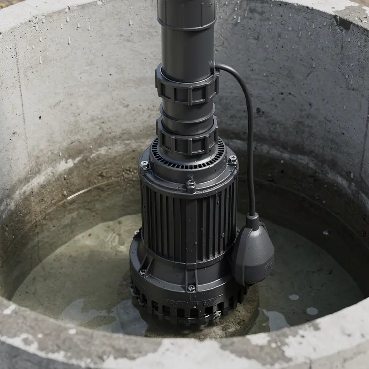 Submersible Sump Pump in Concrete Pit