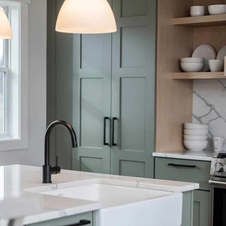 Modern Sage Green Kitchen Remodel
