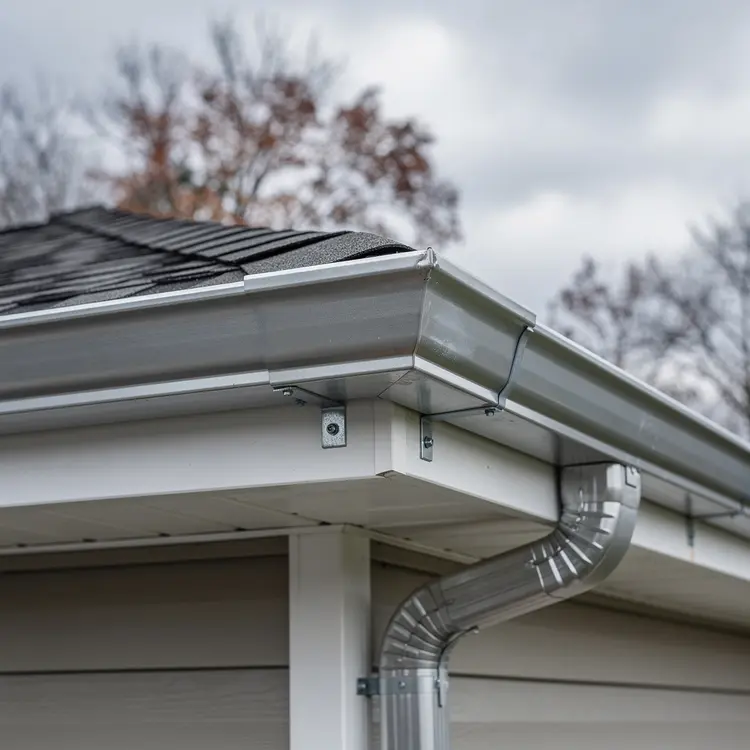 Aluminum Rain Gutter Installation on Residential Roofline