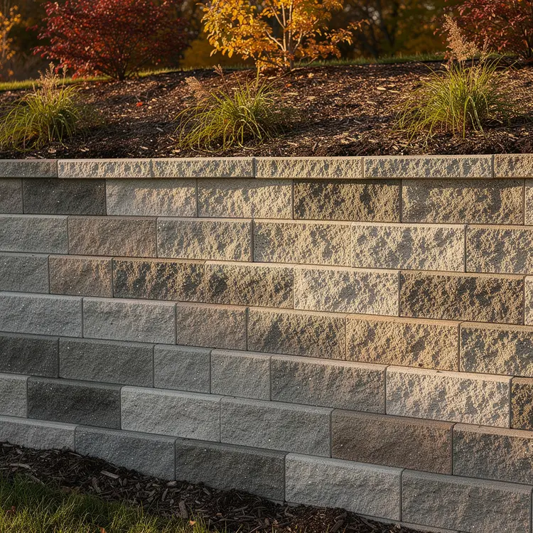 Segmental Block Retaining Wall with Autumn Landscaping