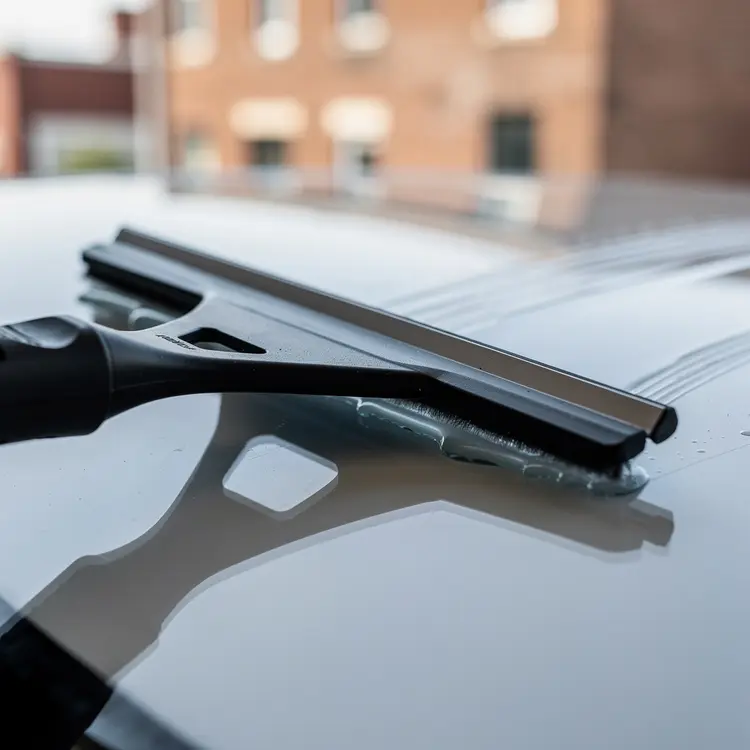 Professional Window Washing with Squeegee