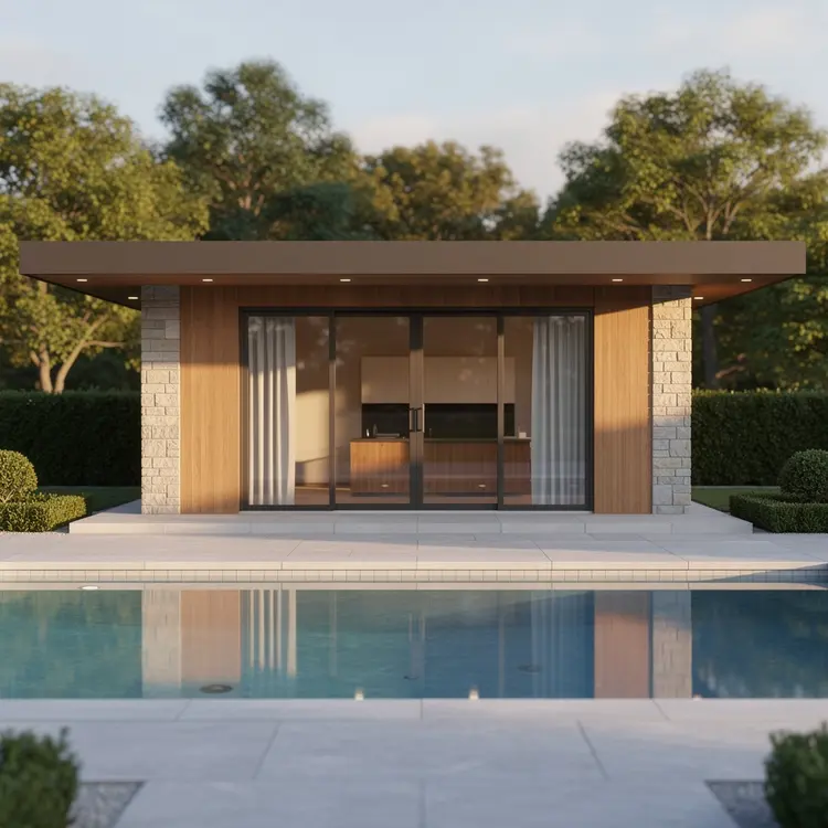 Modern Pool House with Swimming Pool