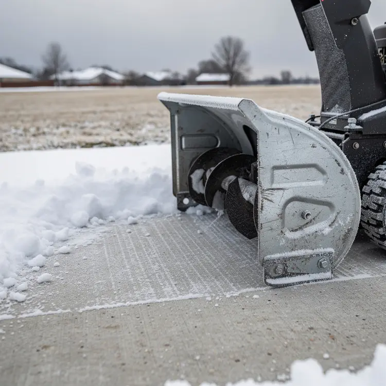 Snow Blower Clearing a Winter Driveway