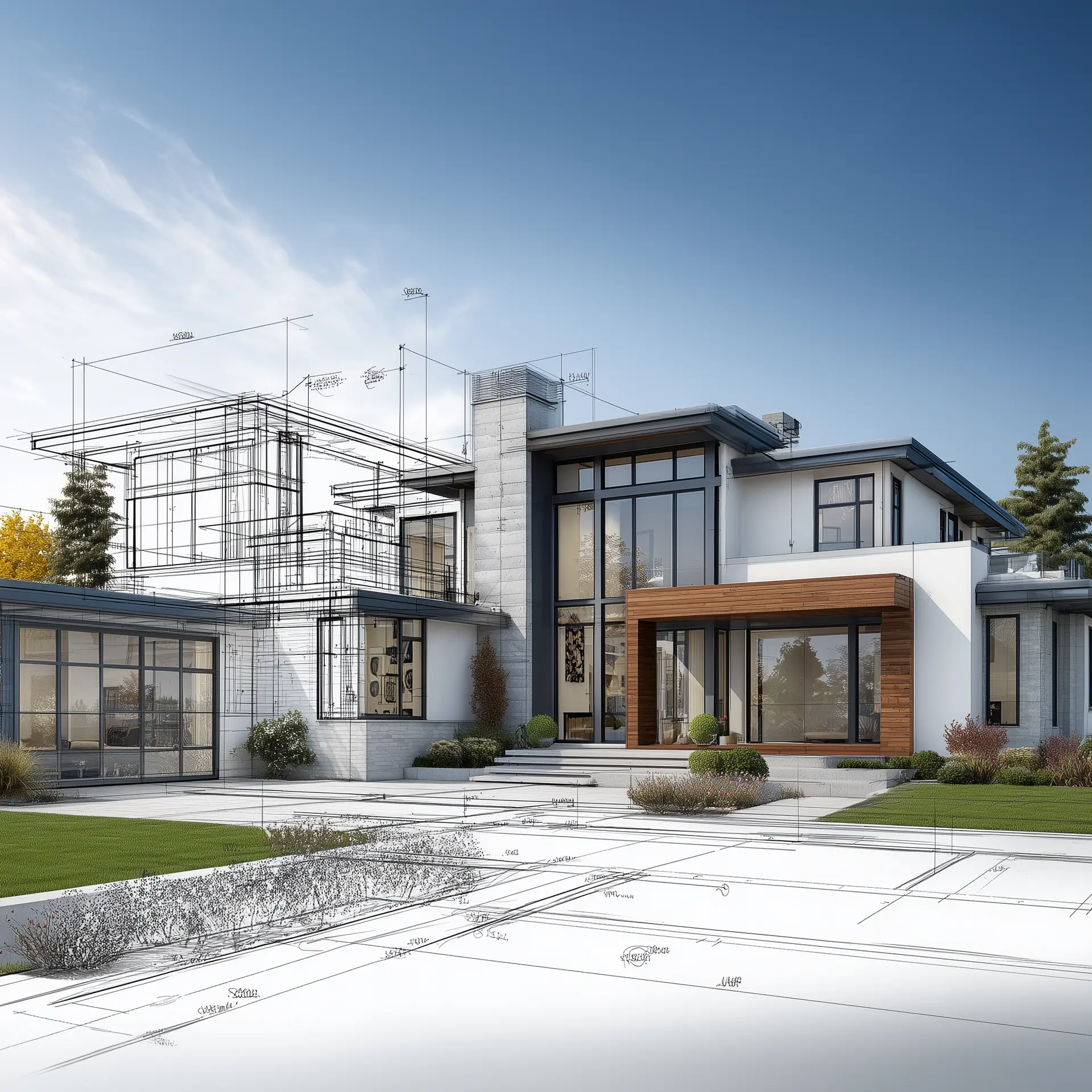 Architectural 3D Rendering of Modern Custom Home