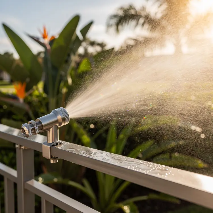Outdoor Patio Misting System in Tropical Setting