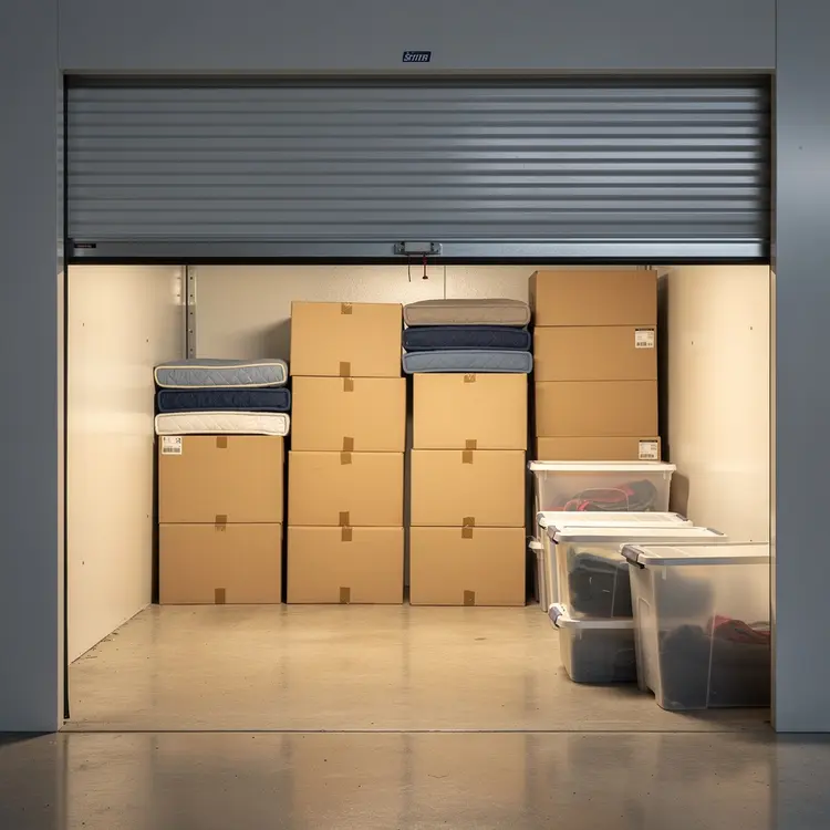 Indoor Storage Unit with Moving Boxes