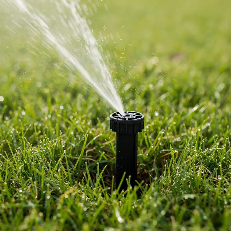 Pop-Up Sprinkler Head Watering Lawn