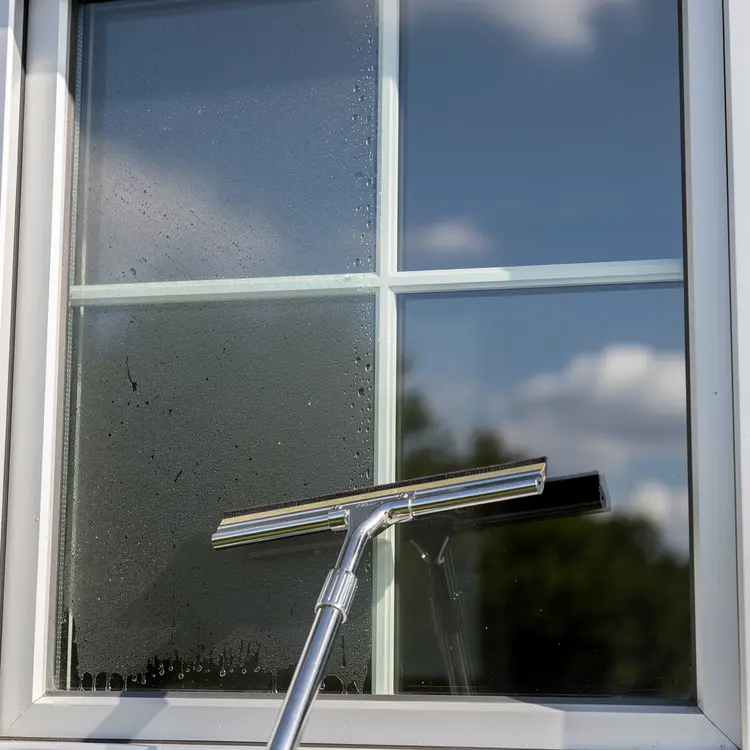 Window Washing with Squeegee
