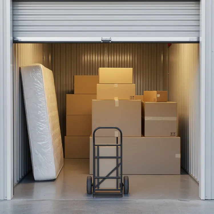 Climate-Controlled Storage Unit with Moving Boxes