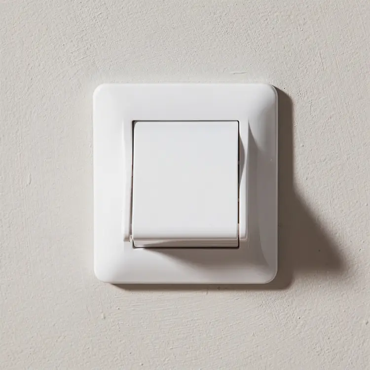 White Safety Light Switch on Painted Wall