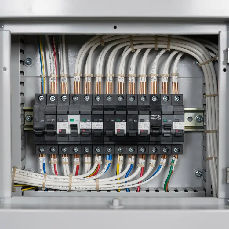 Residential Electrical Panel with Circuit Breakers